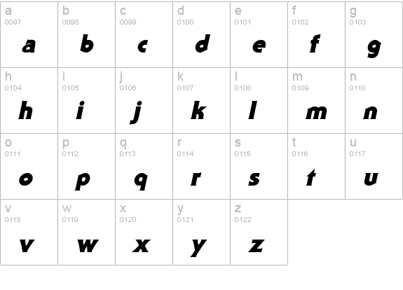 Staid Gothic Black Italic lowercase a-z preview