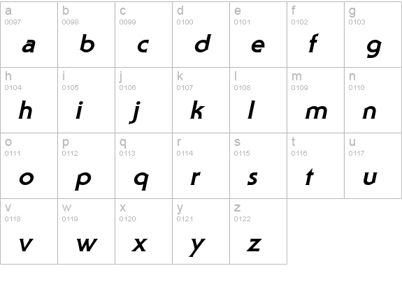 Staid Gothic ExtraBold Italic lowercase a-z preview