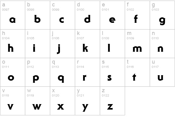 Staid Gothic Heavy Regular lowercase a-z preview