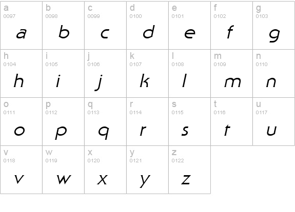 Staid Gothic Italic lowercase a-z preview