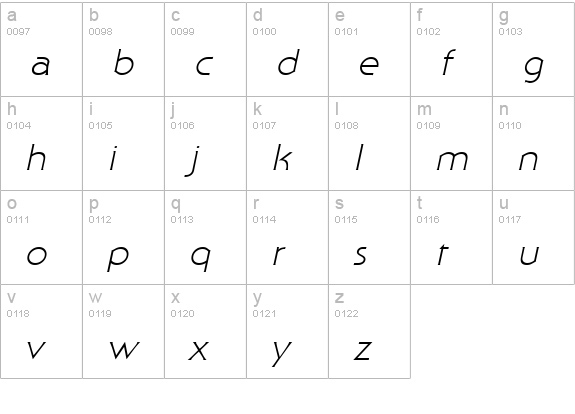 Staid Italic lowercase a-z preview