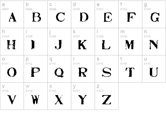 Stamp Act lowercase a-z preview