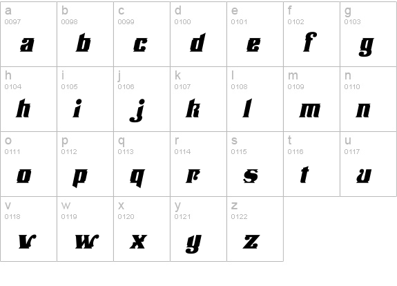 Stampede Open Italic Fill lowercase a-z preview