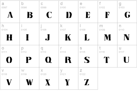 StampFont lowercase a-z preview