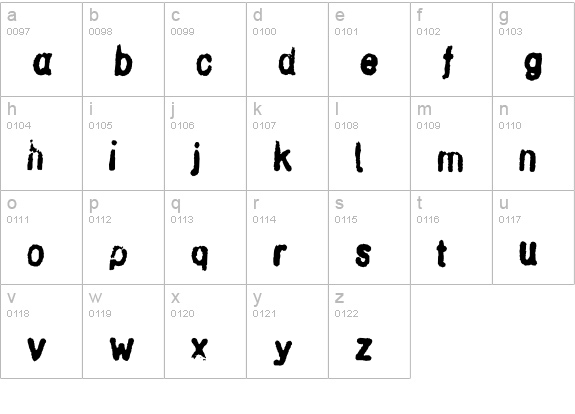StampGothic lowercase a-z preview