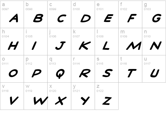 StanLee-BoldItalic lowercase a-z preview