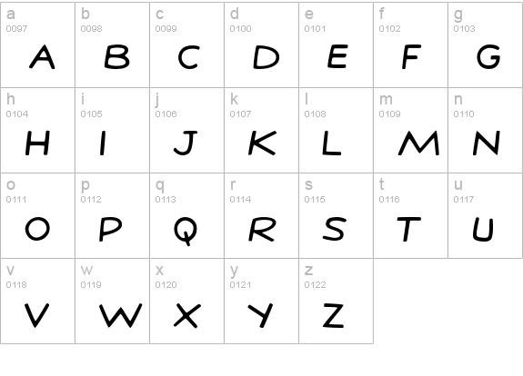StanLee-Regular lowercase a-z preview