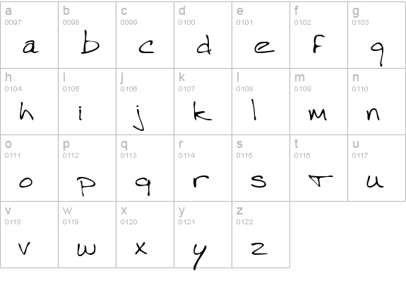 StanleysHand Regular lowercase a-z preview