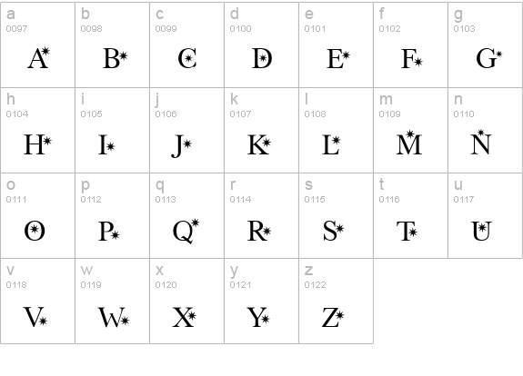 Star Hound lowercase a-z preview