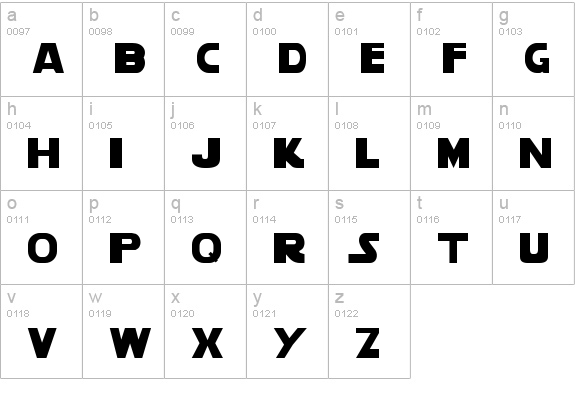 Star Vader lowercase a-z preview