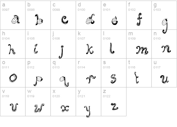 Starberry Swirl Delight lowercase a-z preview