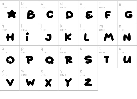 Starborn lowercase a-z preview