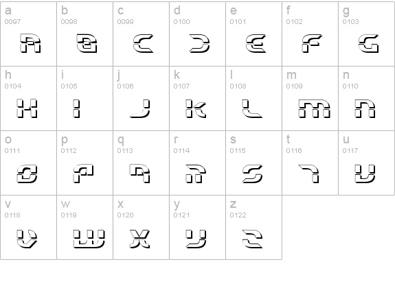 Starfighter Beta 3D lowercase a-z preview