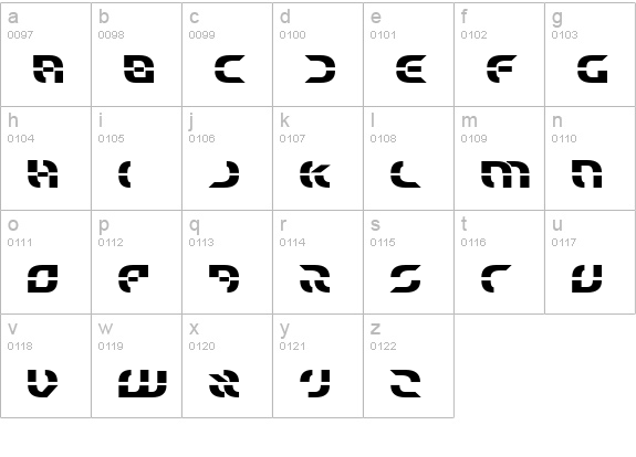 Starfighter Bold lowercase a-z preview