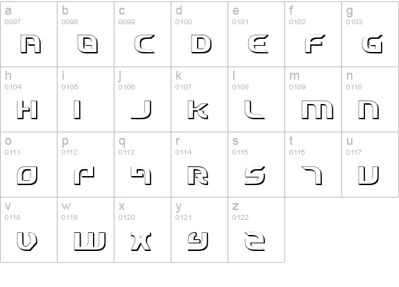 Starfighter Cadet 3D lowercase a-z preview