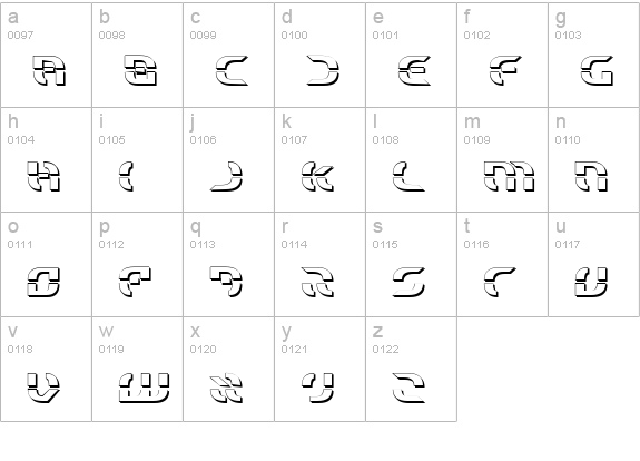 Starfighter Shadow lowercase a-z preview