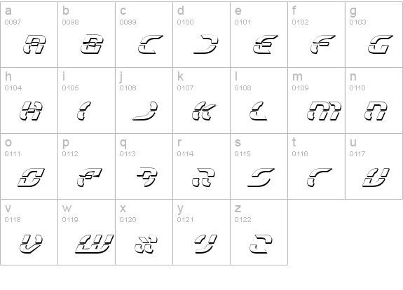 Starfighter Shadow Italic lowercase a-z preview