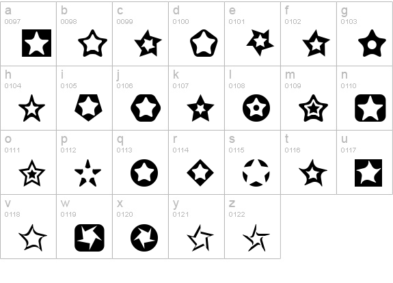 Stars for 3D FX lowercase a-z preview