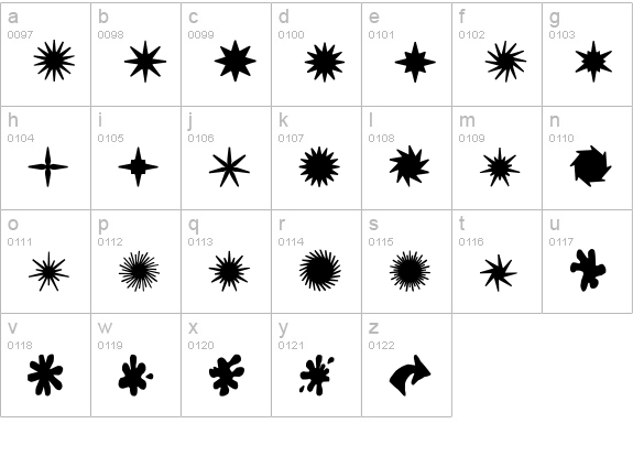 Stars splats & arrows lowercase a-z preview