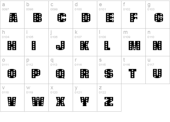 StarsCaps lowercase a-z preview