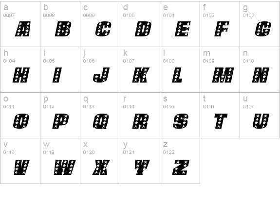 StarsCaps Italic lowercase a-z preview