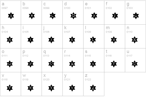 StarsOfDavid lowercase a-z preview