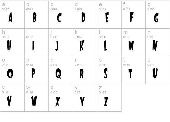 StartlingFont lowercase a-z preview