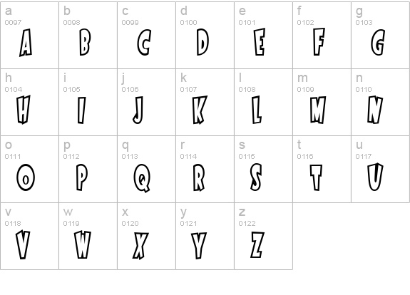 StartlingFontOpen lowercase a-z preview