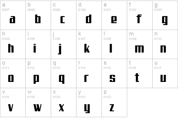 SteadfastCondensed lowercase a-z preview
