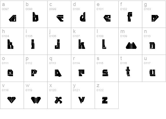 Stealth-Plane lowercase a-z preview
