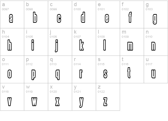 Steelfish Outline lowercase a-z preview
