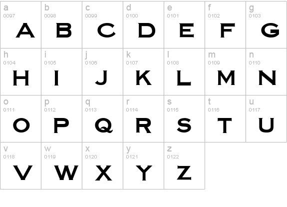 SteelplateGothicBold normal lowercase a-z preview