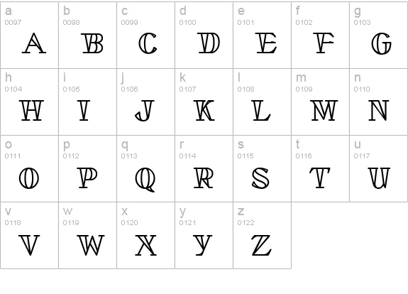 Stella Dallas Outline lowercase a-z preview