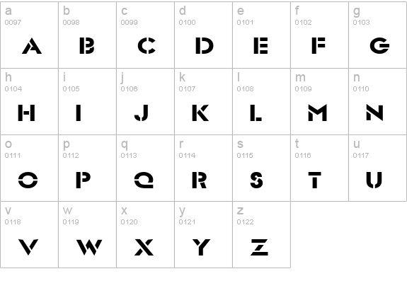 Stencil SansExtended Normal lowercase a-z preview