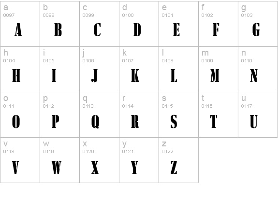 StencilComD lowercase a-z preview