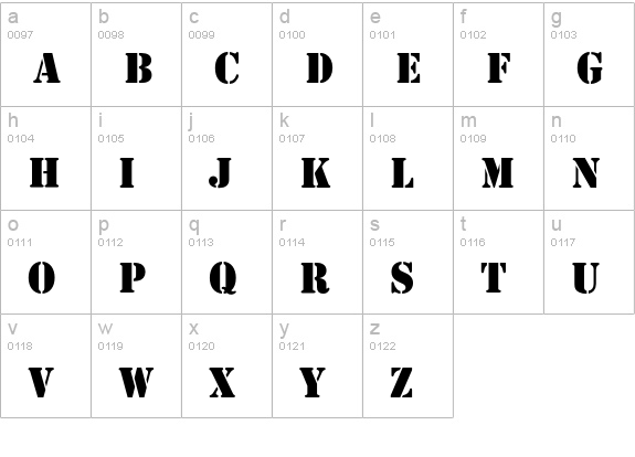 StencilEF lowercase a-z preview
