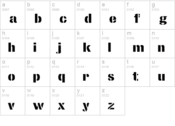 StencilSans Extrabold lowercase a-z preview