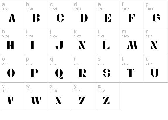 Stencylette lowercase a-z preview