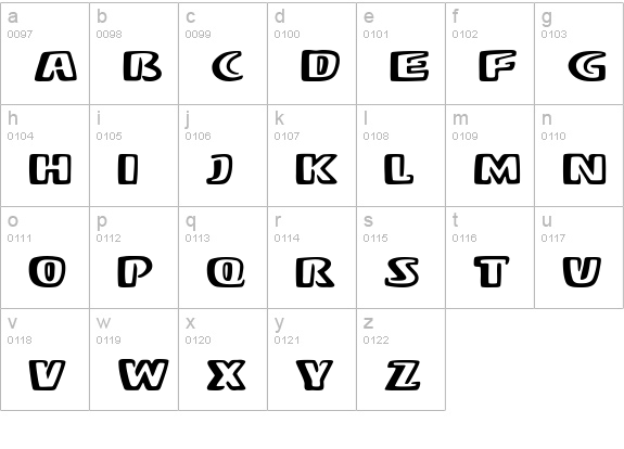 Stereo MF lowercase a-z preview