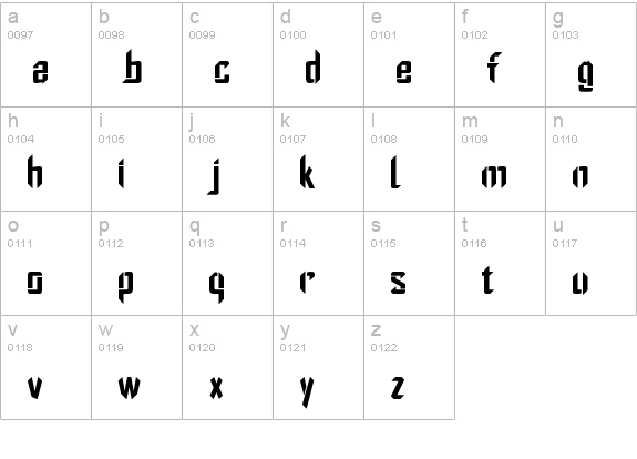 Stiletto lowercase a-z preview