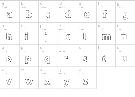 Stine Bold Hollow lowercase a-z preview