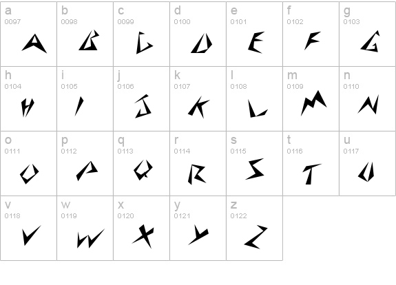 StingerSkewed Regular lowercase a-z preview