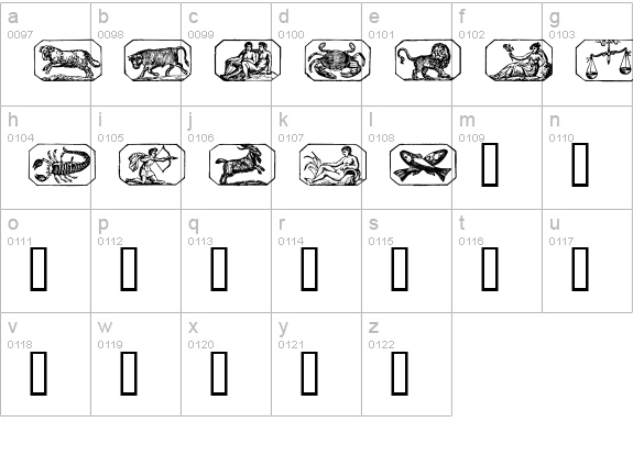 Stjernetegn lowercase a-z preview