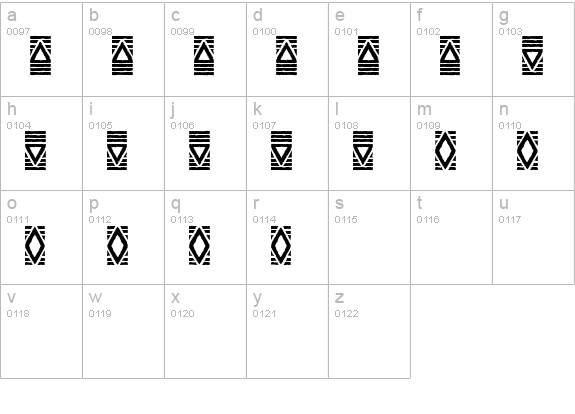 Stoned-MosaicFive lowercase a-z preview