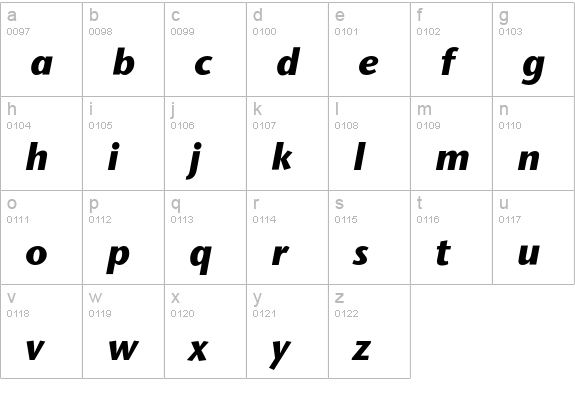 StoneSansEF-BoldItalic lowercase a-z preview