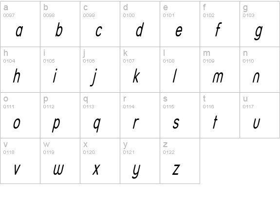 Street - Thin Italic lowercase a-z preview