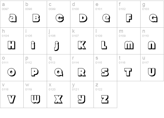 Strenuous 3D lowercase a-z preview