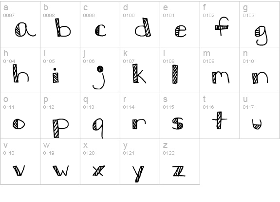 Stripes and bubbles lowercase a-z preview