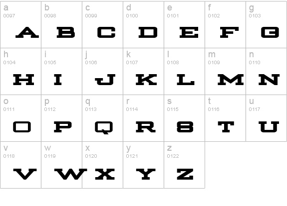 Strongman Bold lowercase a-z preview