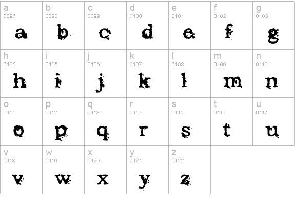 Struck Dead lowercase a-z preview